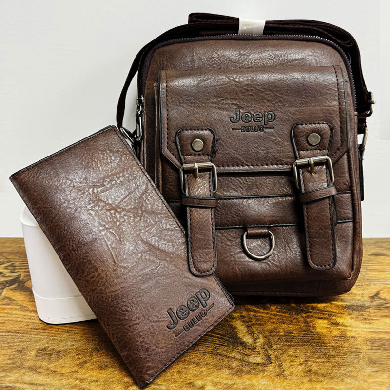 Muška torba za rame od prirodne kože - Besplatni novčanik